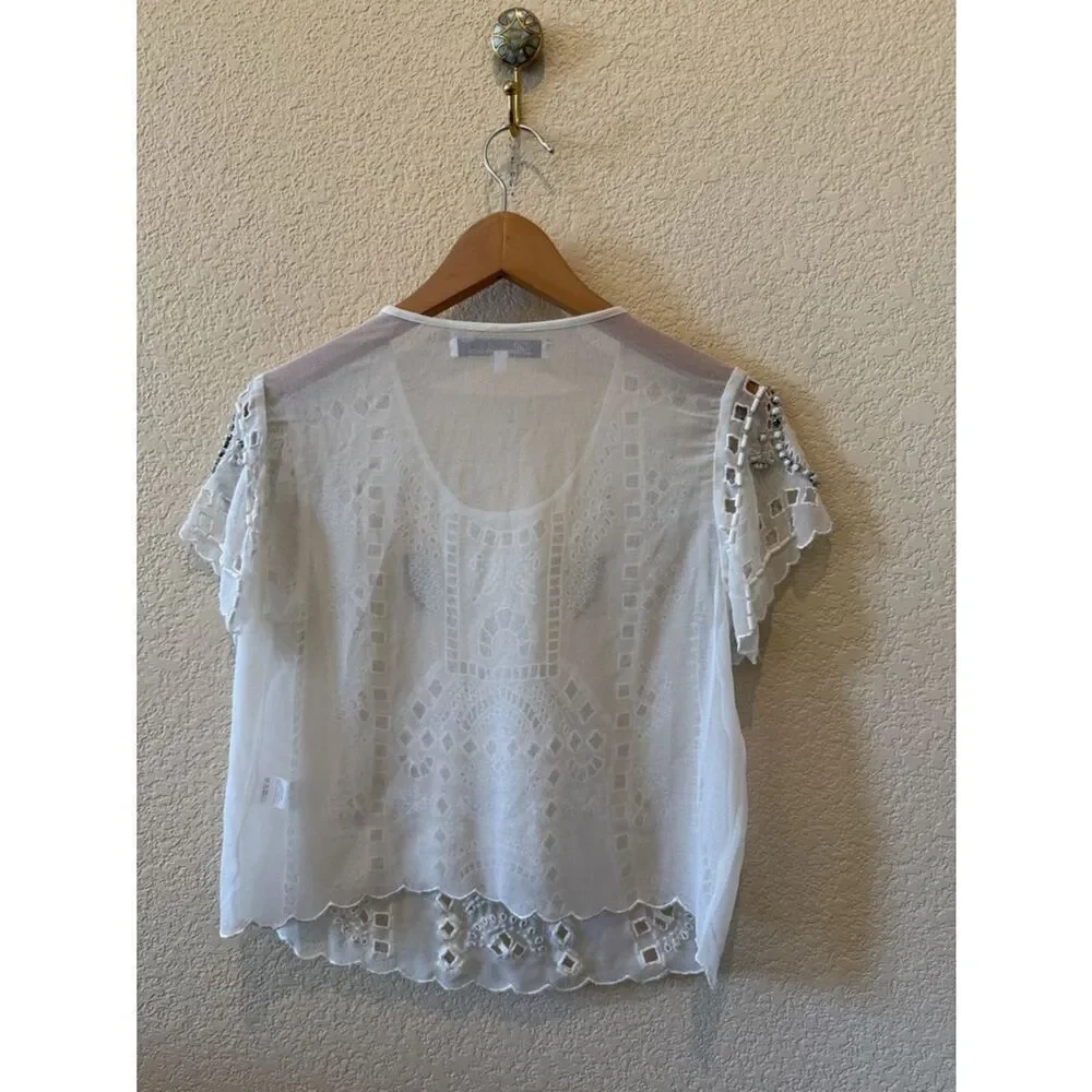 LOVERS+FRIENDS BEADS EMBROIDERED IVORY/white  COLOR SIZE Medium BLOUSE